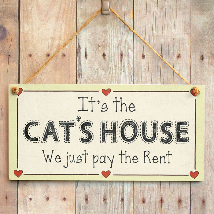 It's The Cat's House We Just Pay The Rent - Funny Gift Love Heart Frame 