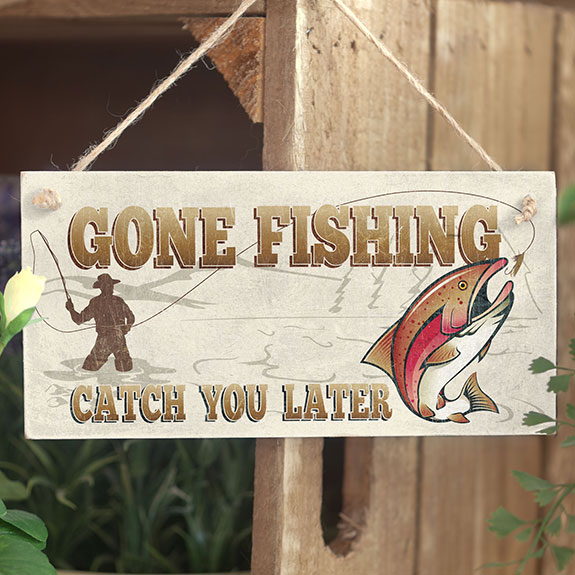 Gone Fishing Catch You Later - Handmade Wooden Door Plaque Sign Gift ...